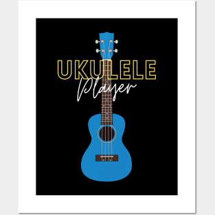 Ukulele Player Blue Ukulele Posters and Art